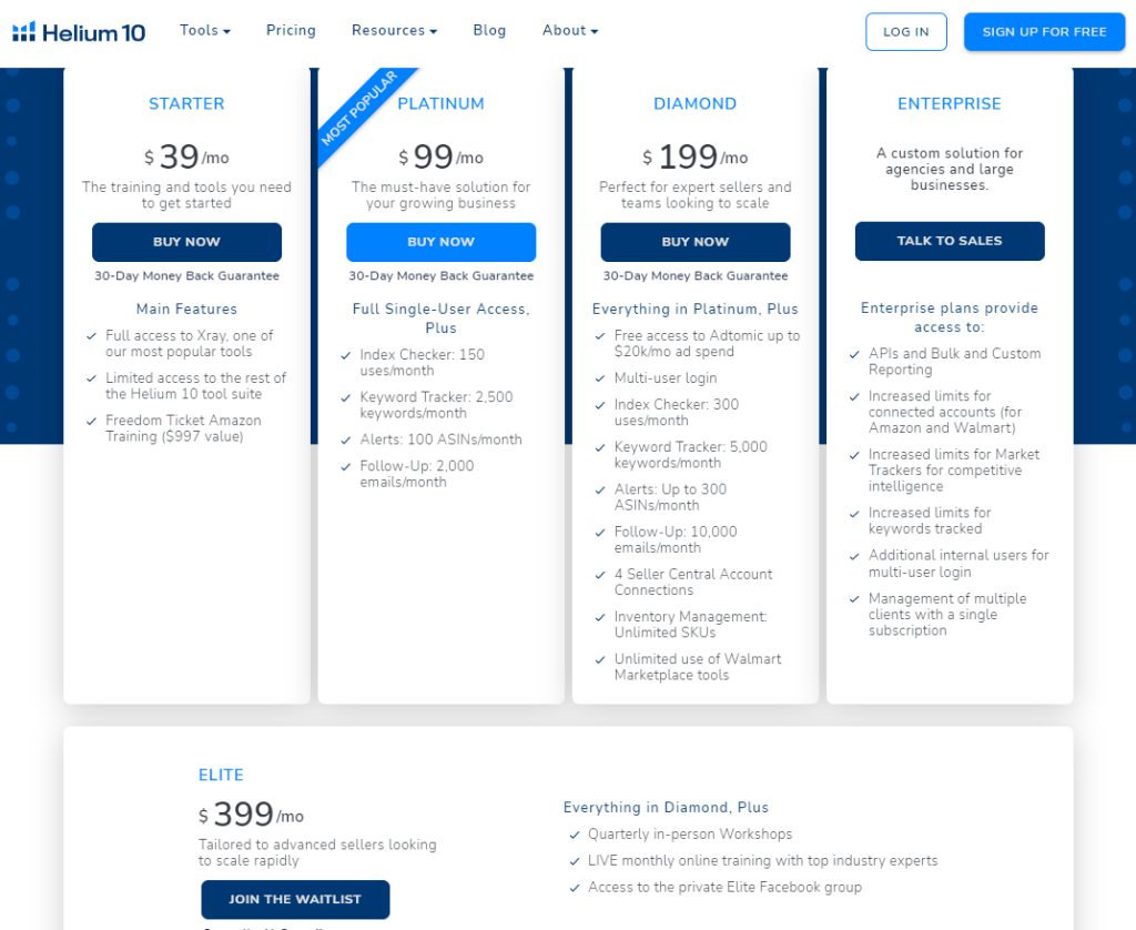 Helium 10 - Pricing Helium 10 - Pricing