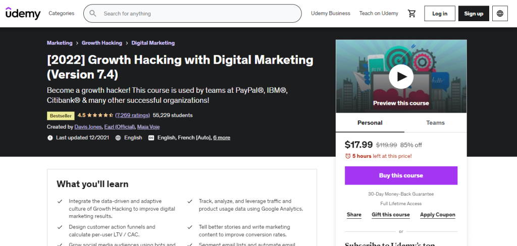 Growth Hacking with Digital Marketing (Udemy)