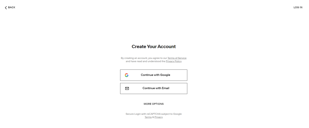 Squarespace - Create Your Account
