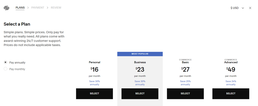 Squarespace -Pricing