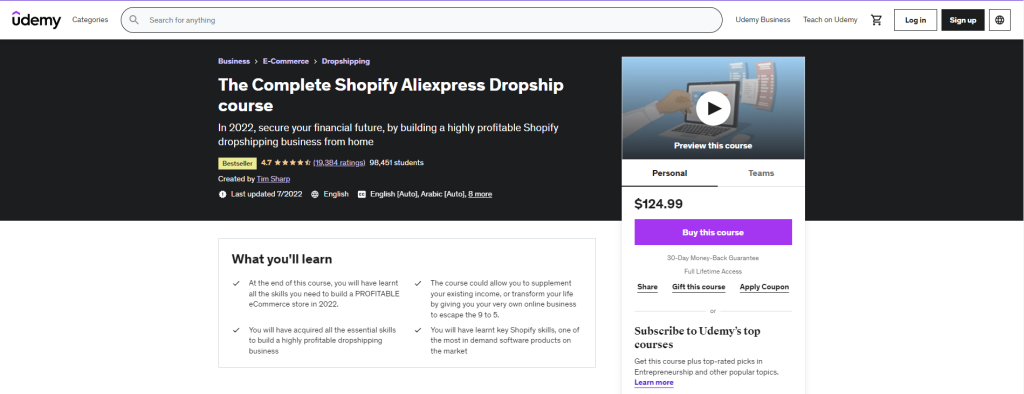 Best Dropshipping Courses - The Complete Shopify Aliexpress
