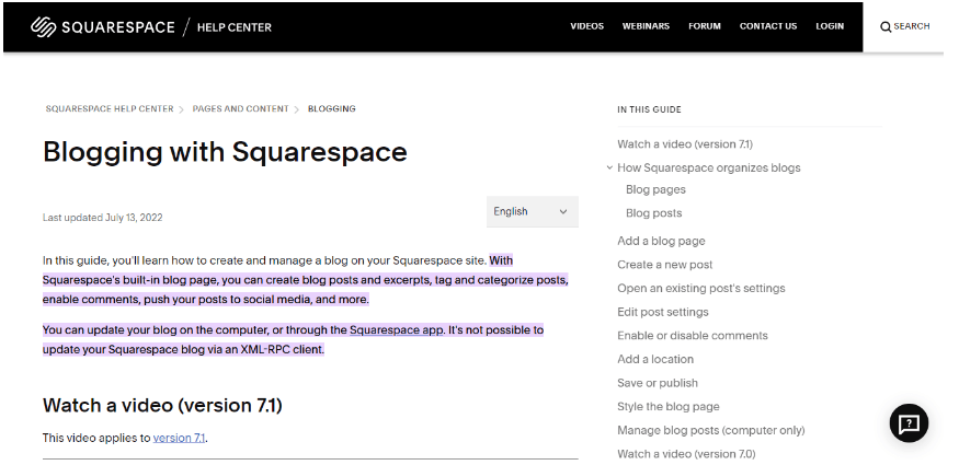 Squarespace Blogging