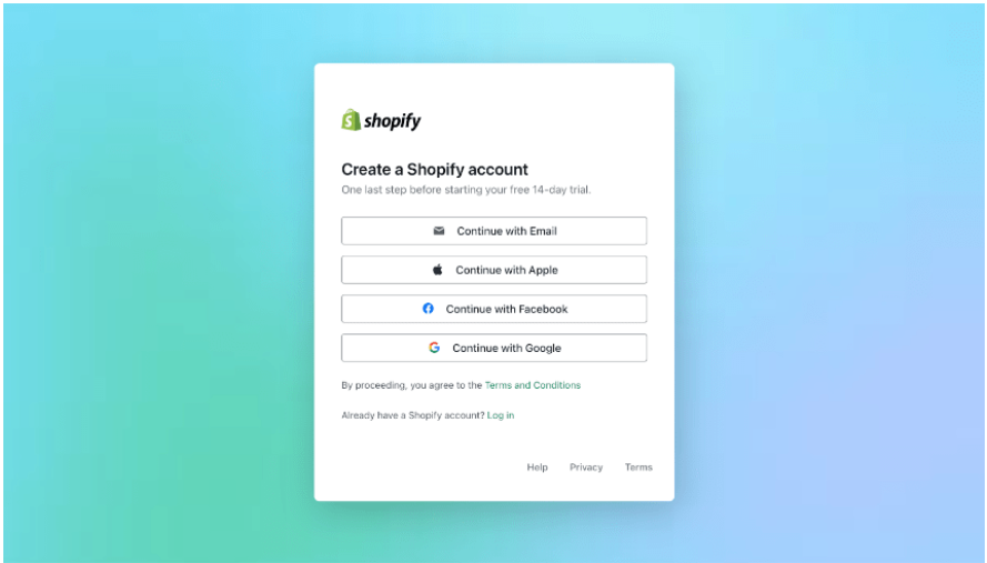 Shopify Create A Account
