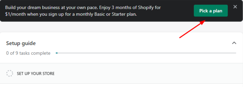 Shopify Black Friday -  Click Pick A Plan