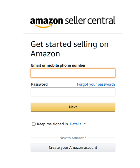 Amazon Seller Central - Sign Up