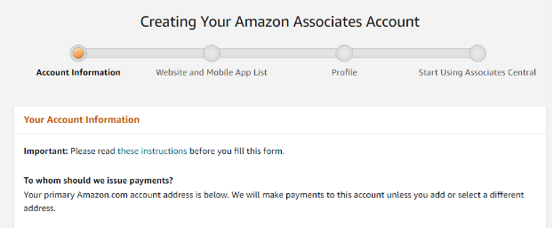  Amazon Associates - Create Your Account
