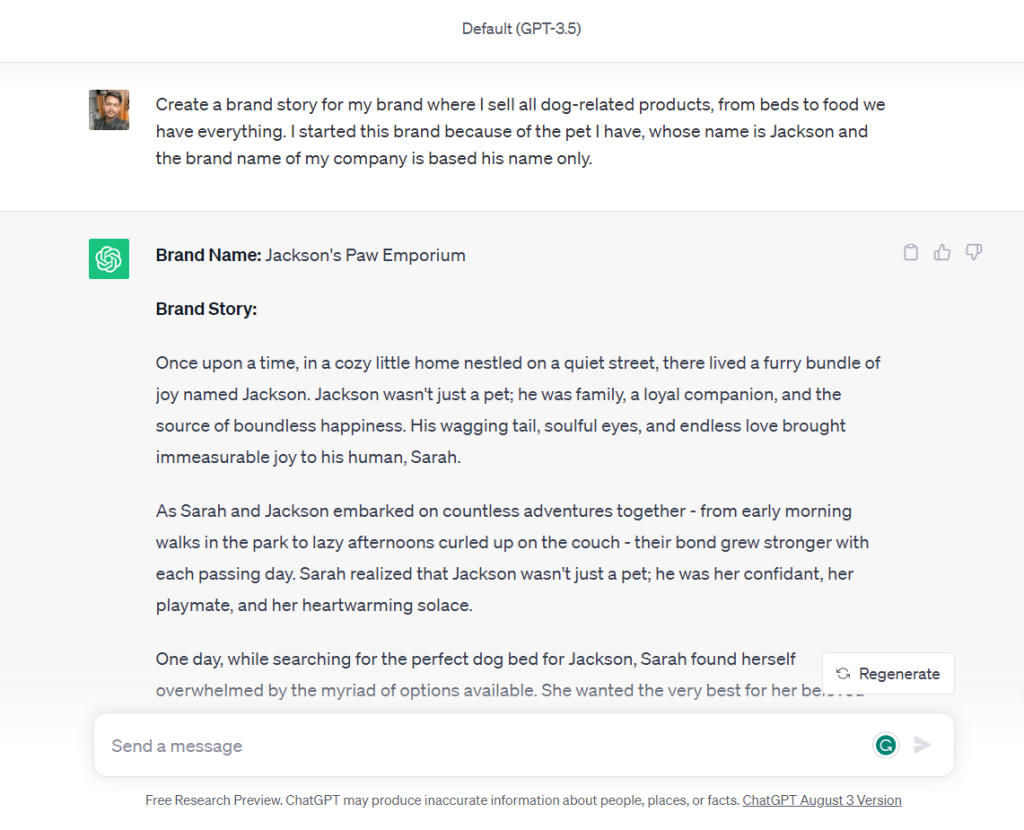 Creating A Brand Story Using ChatGPT