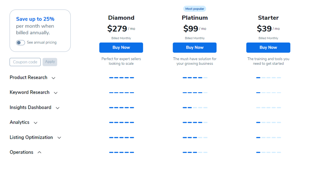 Helium 10 Pricing