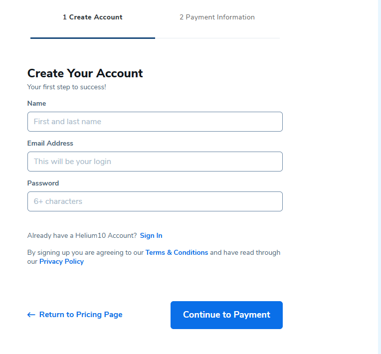 Create Your Helium 10 Account