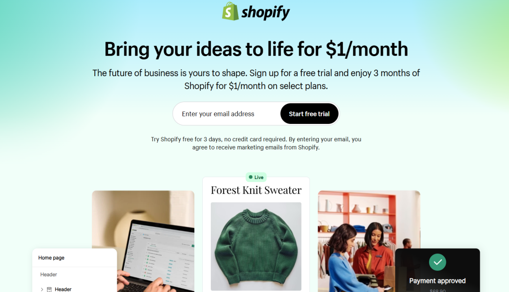 Shopify 3 Months Trial