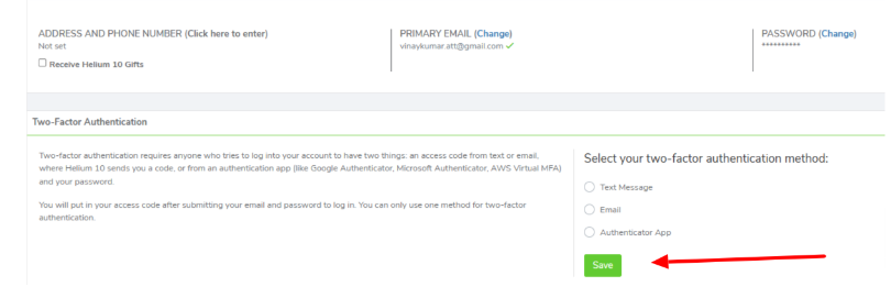 Activate Helium 10 Two-Factor Authentication