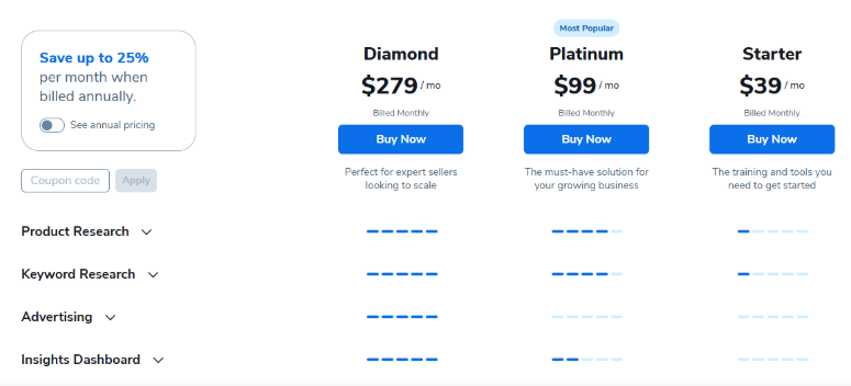 Helium 10 Group Buy - Pricing Plans